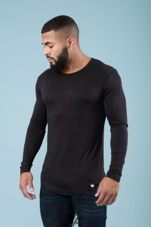 Camisas YoungLA Ultraflex Longsleeves Hombre Negras | 76DYJUZBR