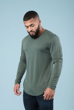 Camisas YoungLA Ultraflex Longsleeves Hombre Verde | 69DHCTMGI