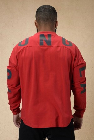 Camisas YoungLA Ultralight Arc Longsleeves Hombre Rojas | 06YJRWKIV