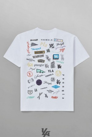 Camisas YoungLA Wall Of Fame Tees Hombre Blancas | 17NURTDJW