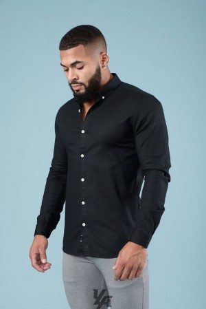 Camisas YoungLA Wallstreet Dress Shirts Hombre Negras | 37XBEVOGW