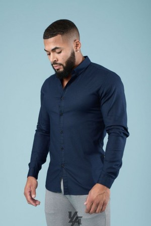 Camisas YoungLA Wallstreet Dress Shirts Hombre Azul Marino | 27REVFUWQ