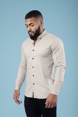Camisas YoungLA Wallstreet Dress Shirts Hombre Marrones Claro | 84TOHUINC