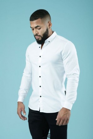 Camisas YoungLA Wallstreet Dress Shirts Hombre Blancas | 96SHMGIUF