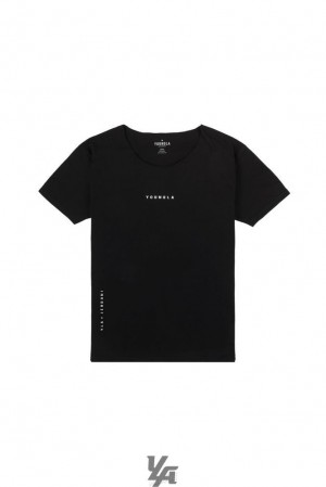 Camisas YoungLA Wide Neck Raw Cut Tee Hombre Negras | 42GNQUZPI