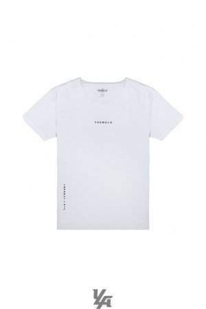 Camisas YoungLA Wide Neck Raw Cut Tee Hombre Blancas | 32OIWCXVY