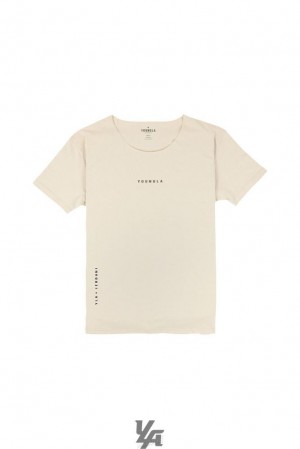 Camisas YoungLA Wide Neck Raw Cut Tee Hombre Marrones | 87VNSLUEG