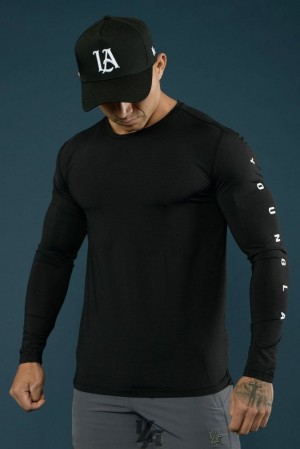 Camisas YoungLA Zephyr Compression Long Sleeves Hombre Negras | 06NCOJZGX