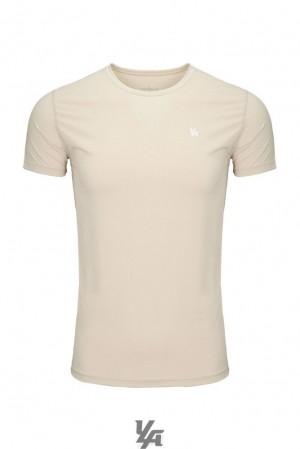 Camisas YoungLA Zephyr Compression Short Sleeve Hombre Beige | 65IFBVGSO