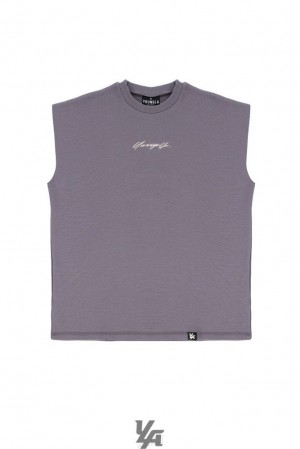 Camiseta Tirantes YoungLA Drop Shoulder Cut Offs Hombre Gris | 40HBLCWAE