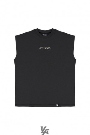 Camiseta Tirantes YoungLA Drop Shoulder Cut Offs Hombre Negras | 94SQELJRP
