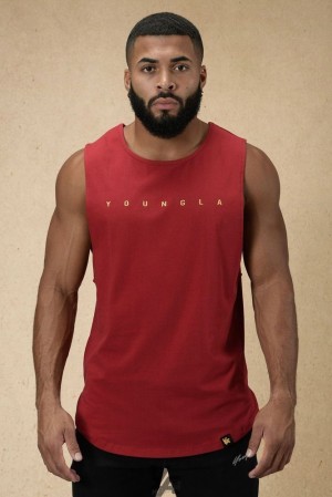 Camiseta Tirantes YoungLA Infinity Muscle Tanks Hombre Rojas | 43OCSPWTJ