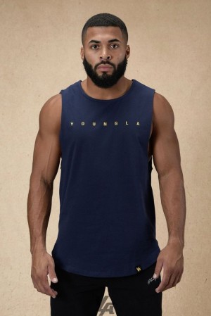 Camiseta Tirantes YoungLA Infinity Muscle Tanks Hombre Azul Marino | 26QRXTCSW