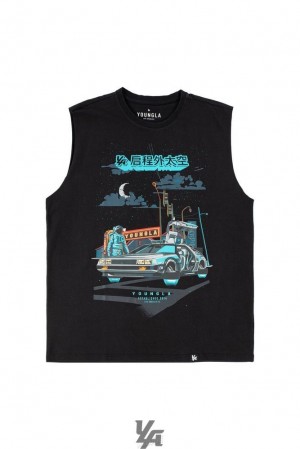 Camiseta Tirantes YoungLA Motion Picture Cut Offs Hombre Back to the Moon | 86IZSFNJU