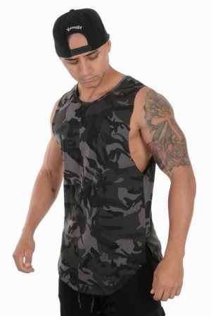 Camiseta Tirantes YoungLA Muscle Tanks Hombre Camuflaje Negras | 79USNRKXO