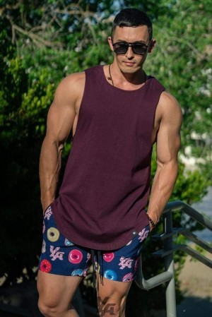 Camiseta Tirantes YoungLA Muscle Tanks Hombre Moradas | 63JKSDCBY