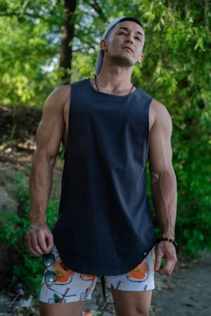 Camiseta Tirantes YoungLA Muscle Tanks Hombre Negras | 54OGWKXSD