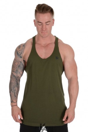 Camiseta Tirantes YoungLA Palazzo Stringers Hombre Verde Oliva | 84ADJMHLB