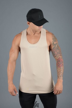 Camiseta Tirantes YoungLA Performance Line Tank Tops Hombre Beige | 85CIFQTEG