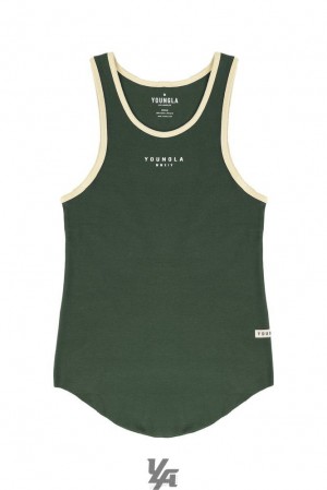Camiseta Tirantes YoungLA Rocket Rib Tanks Hombre Verde | 87VSFXYUA