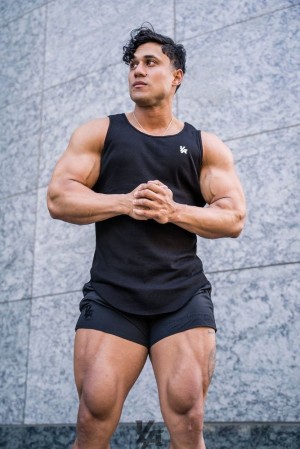 Camiseta Tirantes YoungLA Scoop Bottom Ribbed Tank Hombre Negras | 78ETGSPXQ