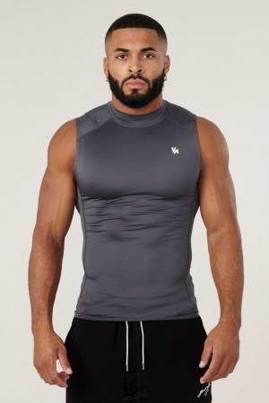 Camiseta Tirantes YoungLA Stealth Compression Cut-offs Hombre Gris Oscuro | 42GWDRSAC