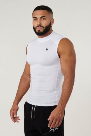 Camiseta Tirantes YoungLA Stealth Compression Cut-offs Hombre Blancas | 04FQIPVBR