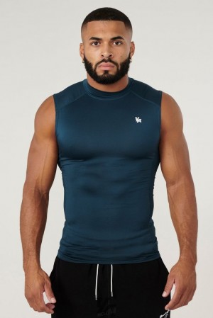Camiseta Tirantes YoungLA Stealth Compression Cut-offs Hombre Turquesa Oscuro | 03LYCGUZO