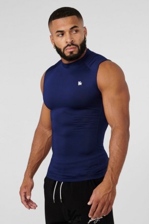 Camiseta Tirantes YoungLA Stealth Compression Cut-offs Hombre Azules | 02YURTEGX