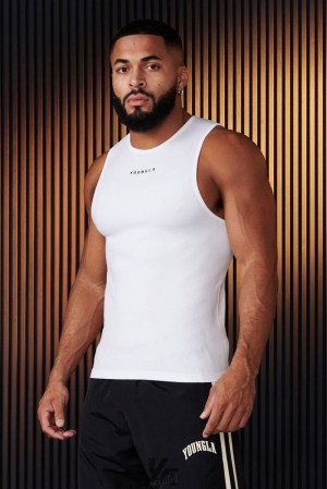 Camiseta Tirantes YoungLA Supervillain Compression Tanks Hombre Blancas | 50SQCMKVO