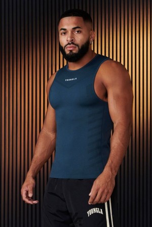 Camiseta Tirantes YoungLA Supervillain Compression Tanks Hombre Turquesa | 90JPFCMIL
