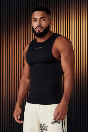 Camiseta Tirantes YoungLA Supervillain Compression Tanks Hombre Negras | 74UIPXDBF