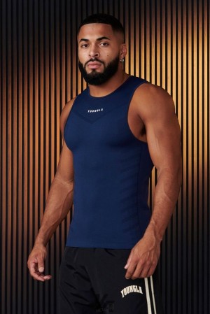 Camiseta Tirantes YoungLA Supervillain Compression Tanks Hombre Azul Marino | 54RTYSBGQ