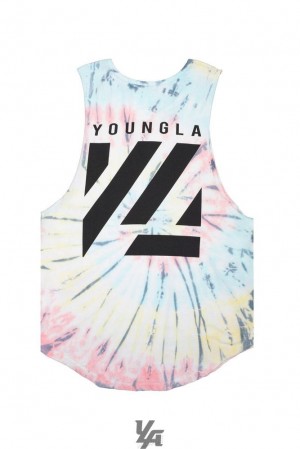 Camiseta Tirantes YoungLA Tie Dye Bloc Cut Off Tanks Hombre Cotton Candy | 71HDFMAJG