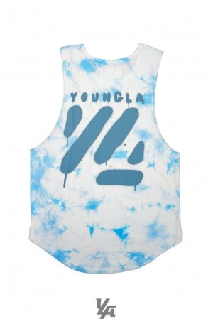Camiseta Tirantes YoungLA Tie Dye Bloc Cut Off Tanks Hombre Friendly Skies | 71CQAHRKB
