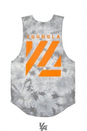 Camiseta Tirantes YoungLA Tie Dye Bloc Cut Off Tanks Hombre Overcast | 58SNXRCYT