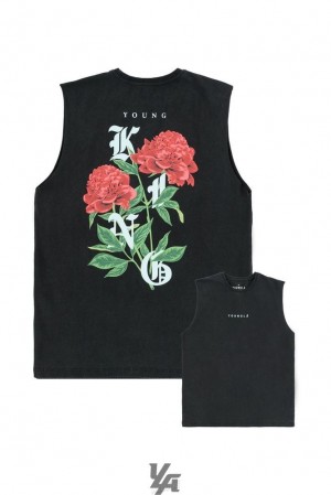 Camiseta Tirantes YoungLA Young King Tanks Hombre Negras | 39XQBDGFL