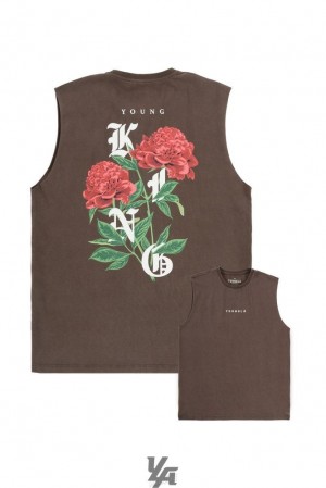 Camiseta Tirantes YoungLA Young King Tanks Hombre Marrones | 96SLEQOBV