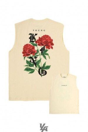 Camiseta Tirantes YoungLA Young King Tanks Hombre Blancas | 70FUXYPDB