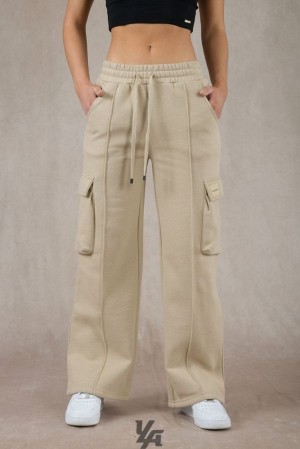 Leggins YoungLA Cargo Fleece Joggers Mujer Beige | 04RLMYDHF