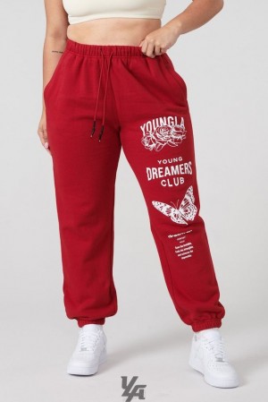 Leggins YoungLA Dreamer Joggers Mujer Rojas Oscuro | 36ERAHCVY
