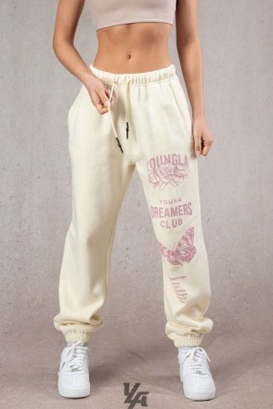 Leggins YoungLA Dreamers Joggers Mujer Creme | 72TDEHFPS