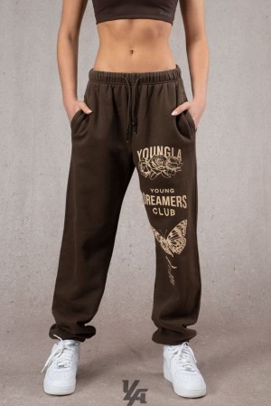 Leggins YoungLA Dreamers Joggers Mujer Marrones Azules | 23YUPOIWV