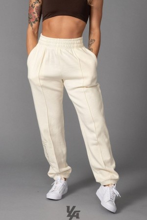 Leggins YoungLA Script Joggers Mujer Creme Azules | 92NBFWMVL