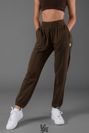 Leggins YoungLA Script Joggers Mujer Marrones Azules | 97CLDHQKU