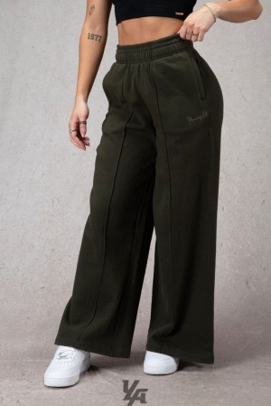 Leggins YoungLA Wide Leg Fleece Pants Mujer Verde Oliva Oscuro | 81FRKPGIZ