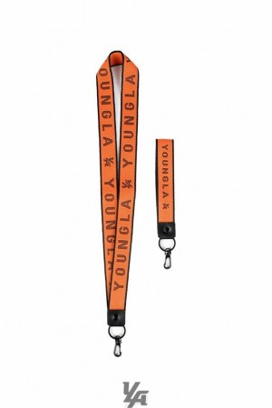 Llaveros YoungLA Keychain + Lanyard Set Hombre Naranjas | 76HNGECWK