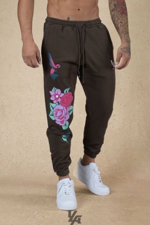 Pantalon Jogger YoungLA Zen Joggers Hombre Marrones Azules | 56ZKAWXNH