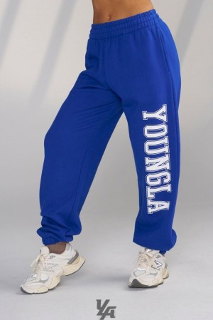 Pantalon YoungLA Campus Joggers Mujer Azul Real Azules | 25ZPCJKTE