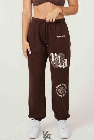Pantalon YoungLA Rose Joggers Mujer Marrones | 49ACKMODQ